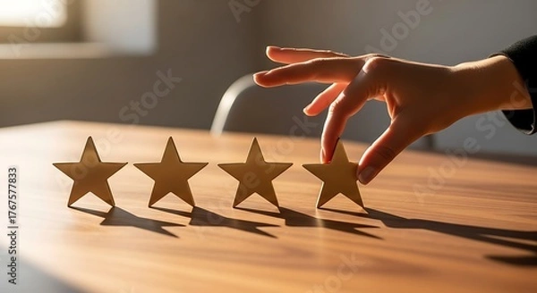 Obraz Boost your brand reputation with a four-star rating system that showcases customer satisfaction, promising quality service, and highlighting trust, fostering loyalty and driving growth
