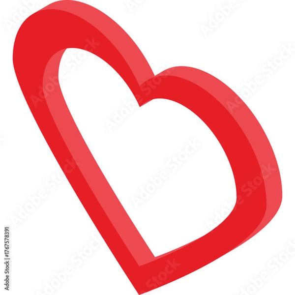 Fototapeta Red Heart Shape Outline on Transparent Background Isolated Minimalist Graphic Design Element Expressing Love and Affection