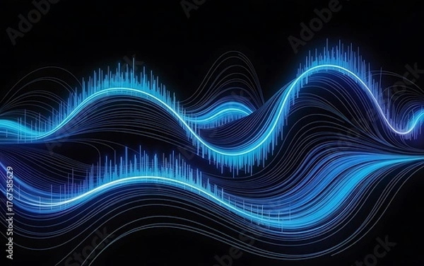 Fototapeta Abstract AI data waves in motion