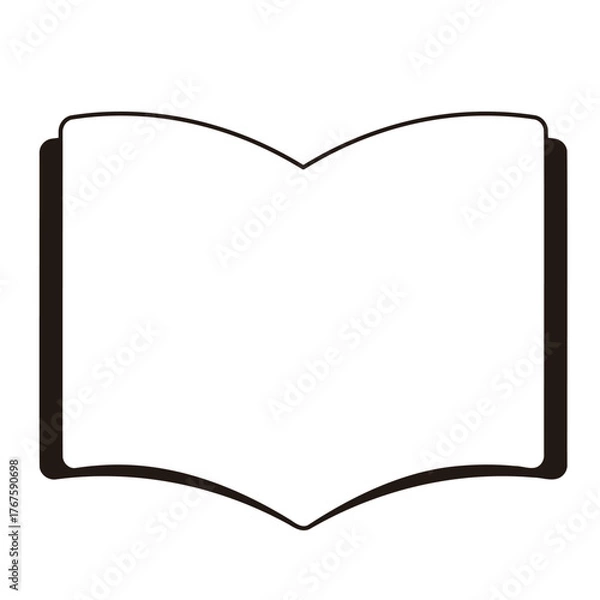 Obraz シンプルな開いた本の白黒フレーム