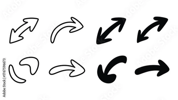 Obraz Hand drawn arrow collection for design element, direction indicator, navigation, and creative projects