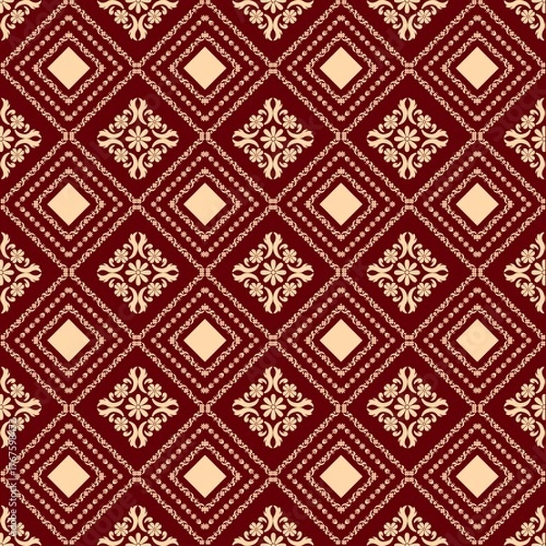 Fototapeta American ethnic tribal geometric design with striking orange-brown patterns set against a deep black background. The bold ethnic makes the motifs stand out beautifully, ethnic the fabric a unique and