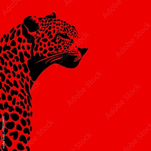Fototapeta African ethnic tribal-inspired pattern with a powerful and unique leopard motif. The design is enhanced by bold red tones and eye-catching ethnic  layout, the overall style ethnic traditional tribal 