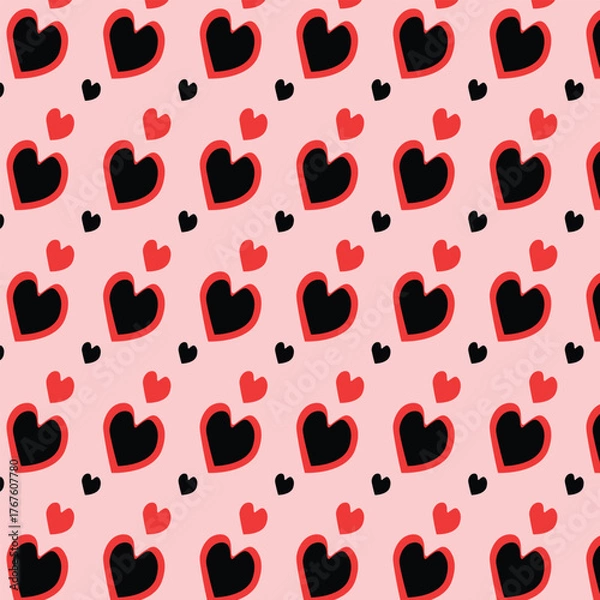 Obraz seamless pattern with red and black hearts