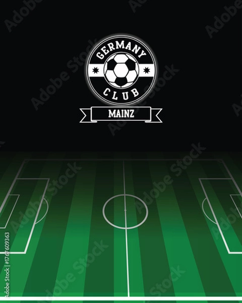 Fototapeta City of Mainz Stamp Seal with Germany Football green field, Vector Illustration Abstract Editable image, Social Media Post