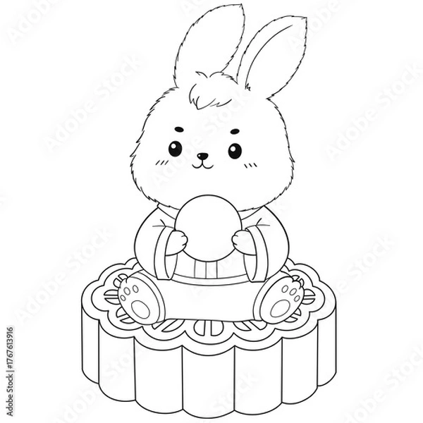 Obraz Rabbit Character with Moon Cake