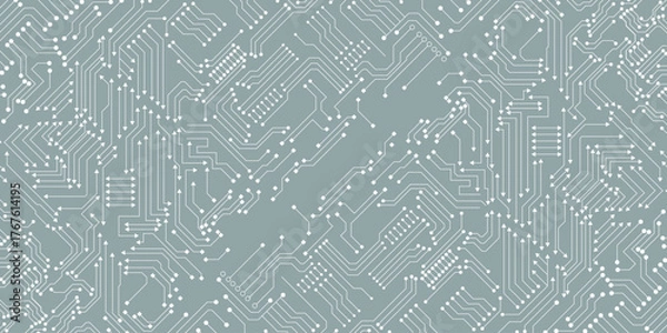 Fototapeta Abstract white circuit pattern on blue technology futuristic background.