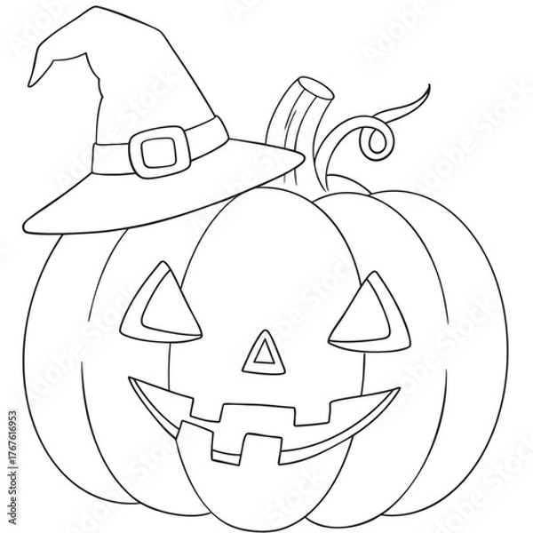 Obraz halloween pumpkin with a hat