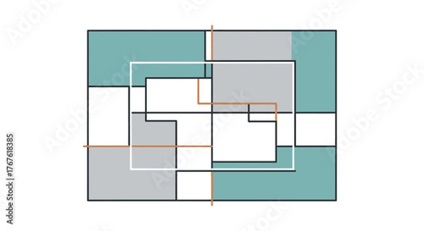 Obraz Abstract Geometric Composition with Overlapping Shapes and Contrasting Colors.