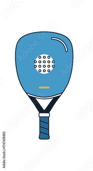 Obraz Blue Padel Racket Illustration with Perforated Surface and Wrapped Handle.