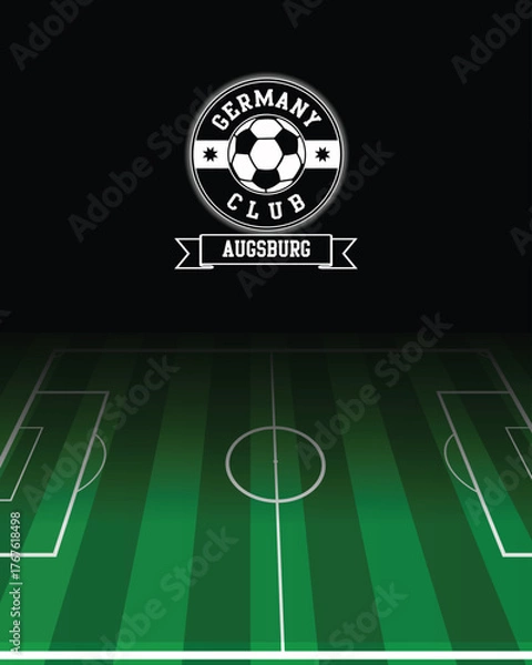Fototapeta City of Augsburg Stamp Seal with Germany Football green field, Vector Illustration Abstract Editable image, Social Media Post