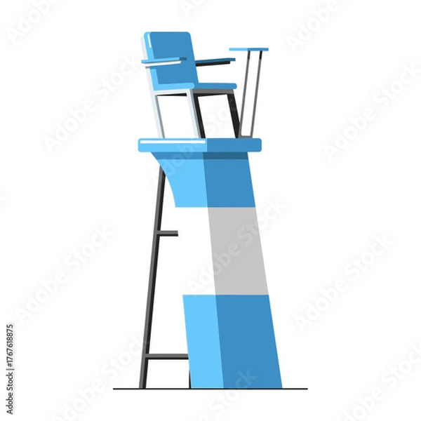 Obraz Illustration of a lifeguard chair with a blue and gray color scheme.