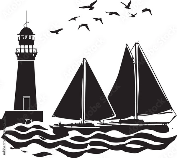 Fototapeta Lucid_Origin_Image_is_a_black_and_white_silhouette_illustratio_1_9a12712a-b6bd-4316-ac40-ac811b331e40_traced