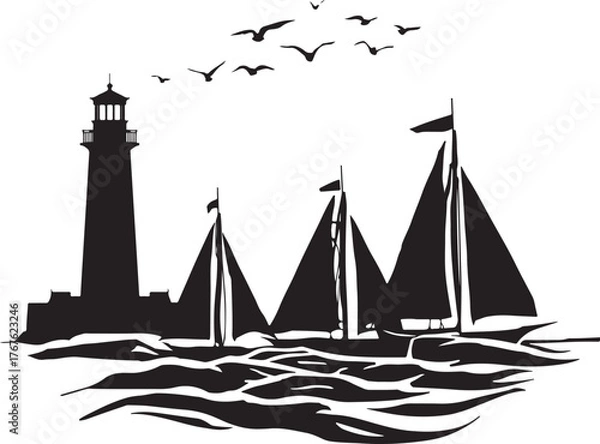 Fototapeta Lucid_Origin_Image_is_a_black_and_white_silhouette_illustratio_1_19b13673-e475-42f0-bbda-89c46d4c909e_traced