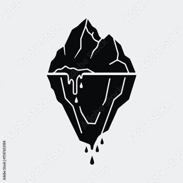 Obraz Silhouette melting iceberg with water droplets isolated concept Vector illustration