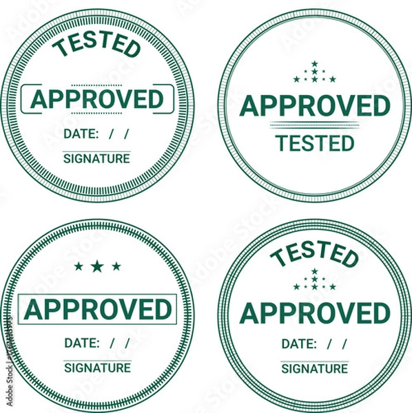 Obraz 4 100% editable green approved stamp with date and signature