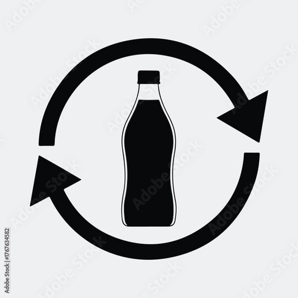 Obraz Silhouette plastic bottle inside recycle symbol environment friendly vector illustration