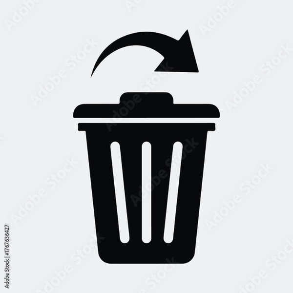 Obraz Silhouette trash can arrow recycle icon flat design Vector illustration