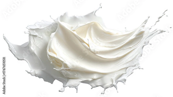 Fototapeta yogurt smear creamy dairy texture white liquid swirl fresh food splash ingredient pattern isolated on white background