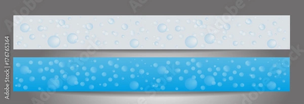 Fototapeta Background with soap bubbles. Set banners for the website. Cleaning service. Templates standard size. Vector