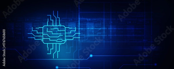 Fototapeta 2d illustration latest computer microchips