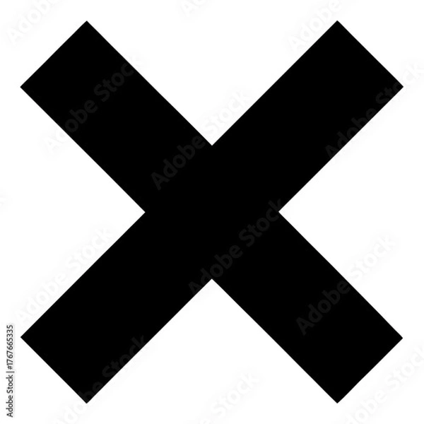 Obraz Cross mark vector clean black silhouette design white background