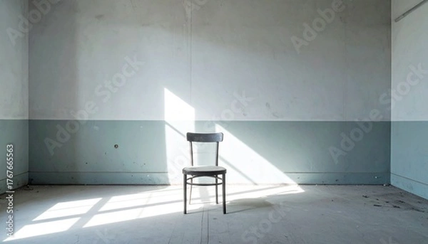 Fototapeta 部屋に置かれた一脚の椅子の写真