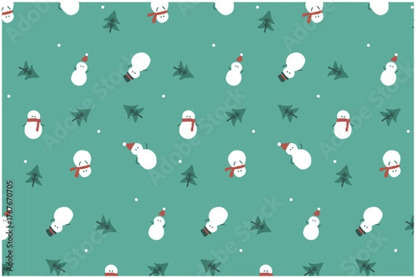 Obraz 雪だるまと木のクリスマスパターン