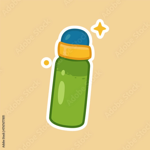 Fototapeta Green Sports Water Bottle Icon in Flat Vector Style Representing Hydration and Fitness Lifestyle