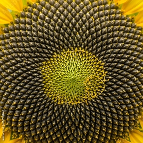 Obraz Sunflower Seed Spiral Macro (Fibonacci Pattern)