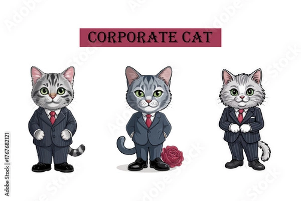 Obraz corporate cat icon bundle