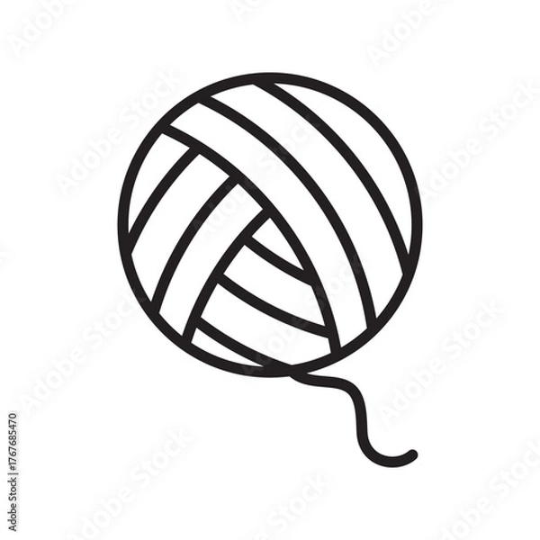 Fototapeta Cat toy knitting ball icon vector design illustration template in trendy style