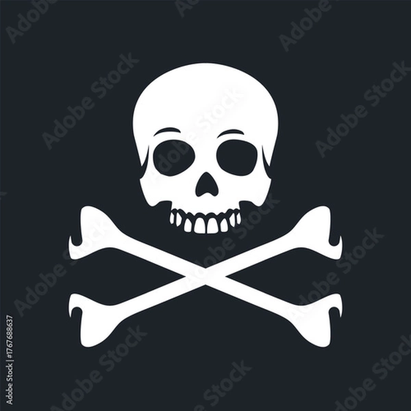 Fototapeta Human skull icon. Pirate skull with crossbones