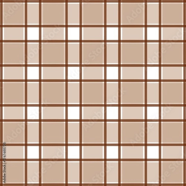 Fototapeta Soft brown Gingham grid pattern seamless background art tablecloth 