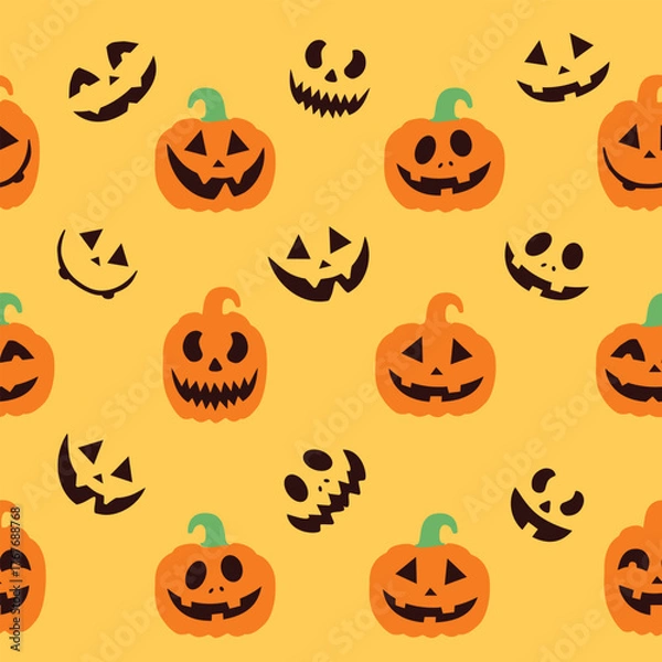 Fototapeta Seamless pattern with Halloween Pumpkin Silhouettes
