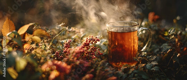 Obraz Tea in Autumn Setting