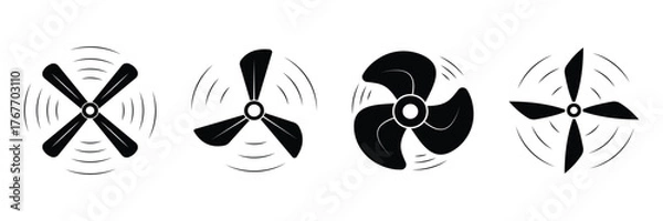 Fototapeta Propeller fan icon set.  Propeller speed icon, fan icon, fan blade icon vector. Ventilator, propeller, cooler, conditioner flat icon. Vector illustration.