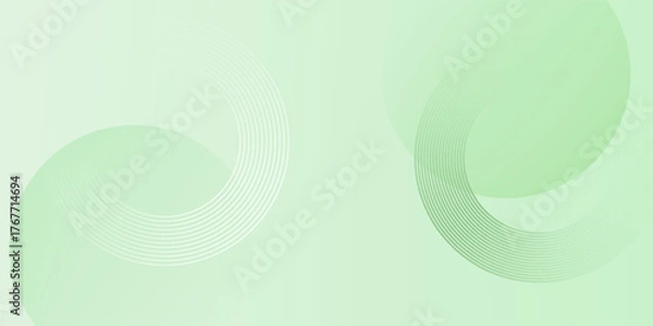 Fototapeta Minimalist soft Abstract Background in Gradient green and white Tones with Circles.