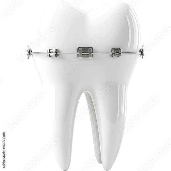 Fototapeta Close-Up of Tooth with Braces