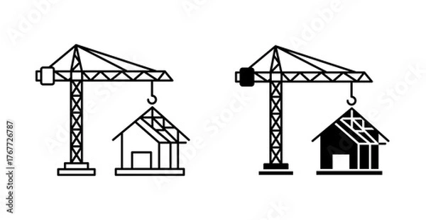 Obraz building under crane construction icon