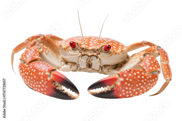 Fototapeta Cooked crab with orange spots, ready for a seafood meal