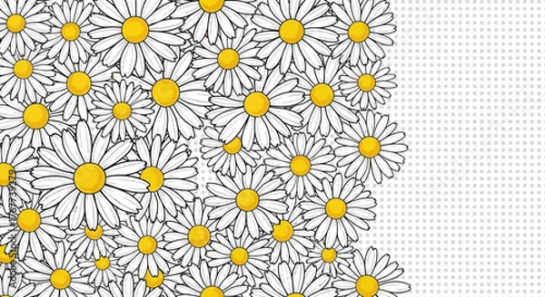 Fototapeta Floral explosion of daisies with playful dots creating a vibrant and fresh artwork