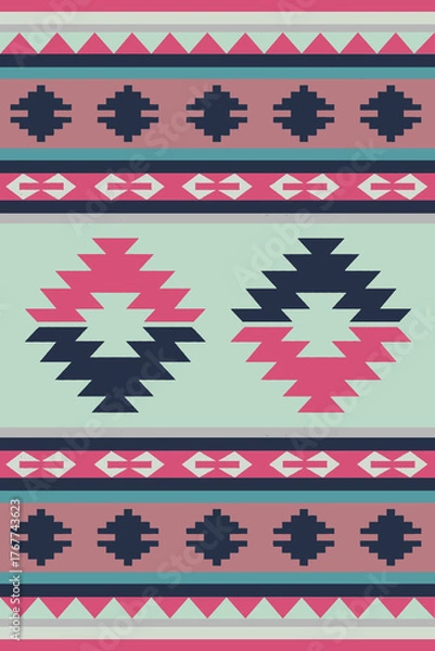 Obraz Kilim and Aztec Carpet modern Pattern with trending colors in high resolution
