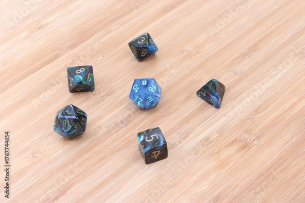 Fototapeta Blue Swirl Dice Overhead Change 02