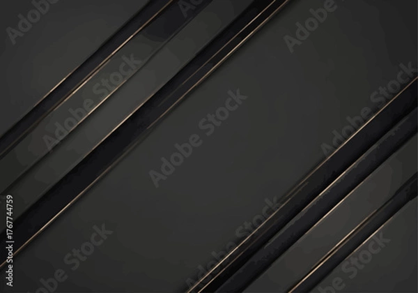 Fototapeta Abstract dark background with diagonal lines and golden stripes, perfect for modern designs