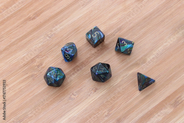 Fototapeta Blue Swirl Dice Overhead Change 04