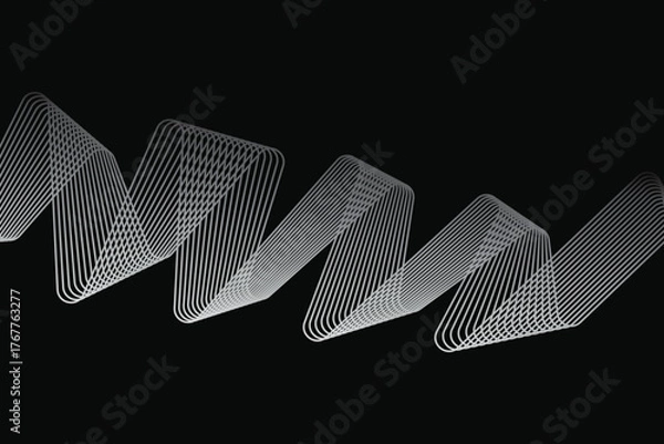 Fototapeta Dark abstract wave lines background futuristic digital flow vector illustration