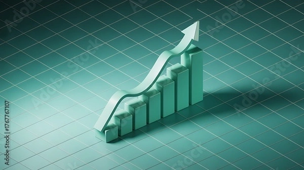 Obraz Abstract 3d graph with an upward arrow, signifying business growth, financial success, and positive trends