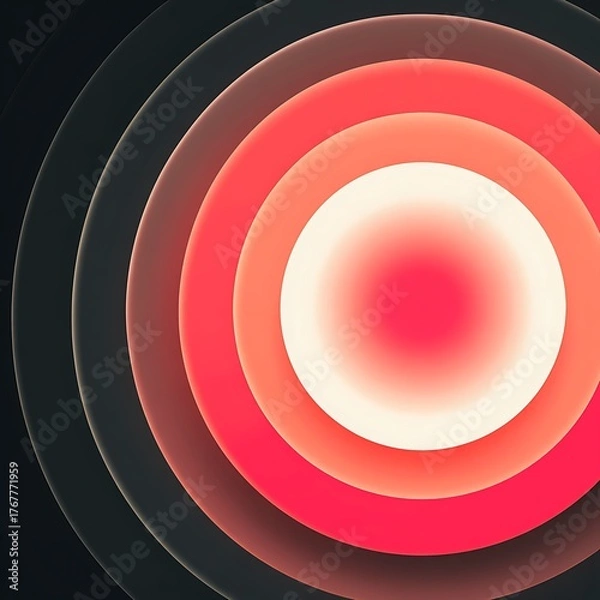 Fototapeta Concentric circles in shades of red and gray creating a layered abstract design with soft gradients