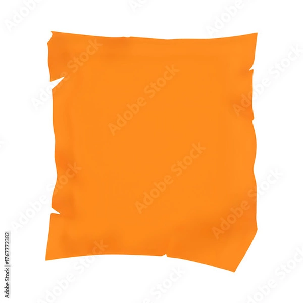 Fototapeta Orange blank parchment scroll with torn edges isolated on transparent background